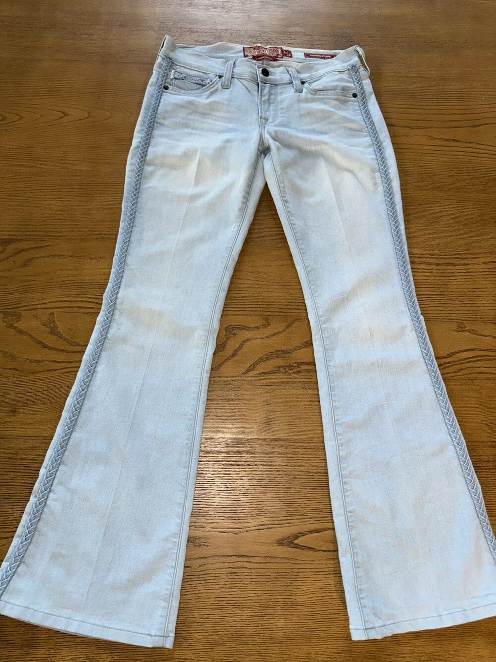 TRUE Vintage Lucky Brand Legend Flare Jeans 30x29 Low Rise Made USA Braided Seam